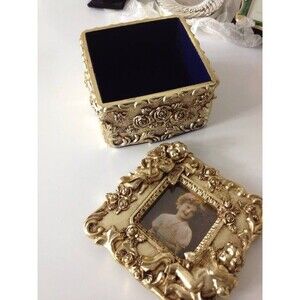 Vintage Antique Photo Jewelry Box